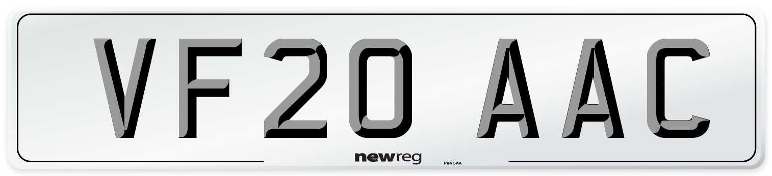 VF20 AAC Number Plate from New Reg